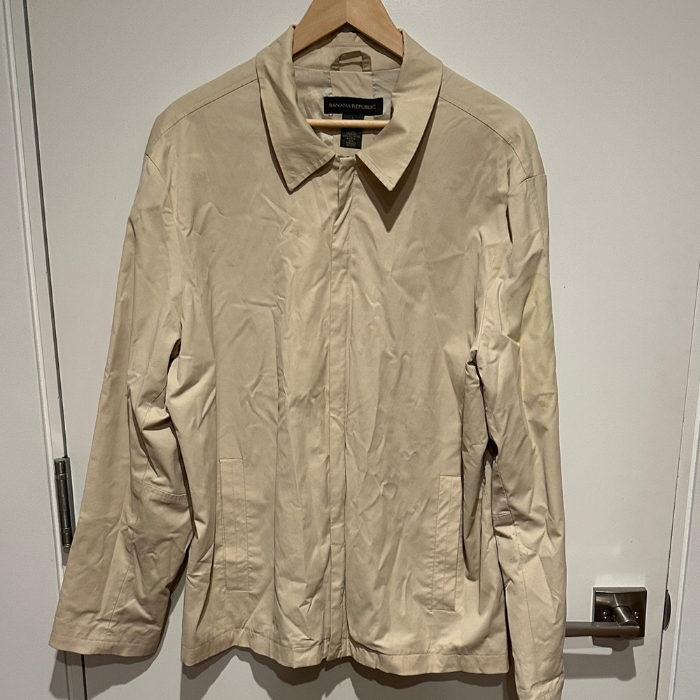 Banana Republic Light Beige Collared Zip Jacket